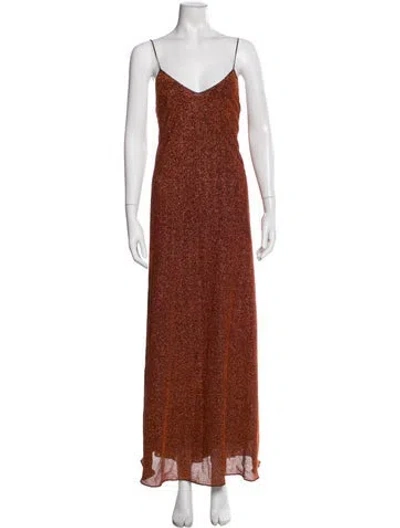 Pre-owned Oseree Floral Print Long Dress In Orange