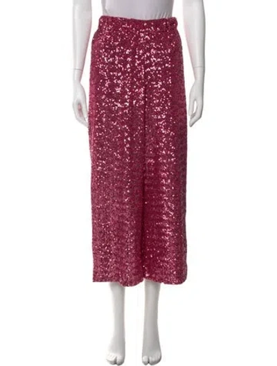 Pre-owned Oseree Floral Print Wide Leg Pants In Pink