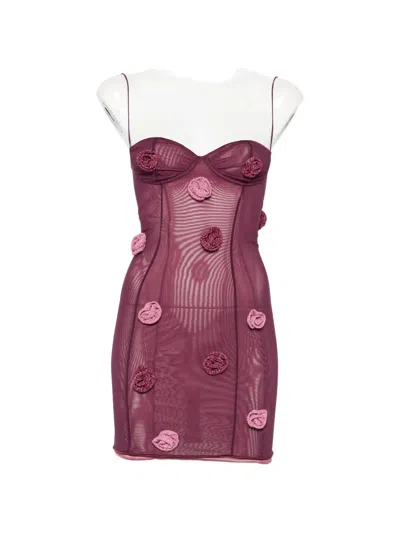 Oseree Flower-appliqué Mini Dress In Multi