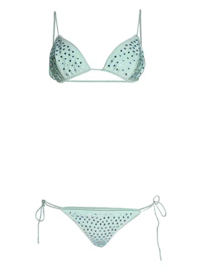 Oseree Gem Crystal-embellished Bikini In Green