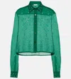 Oseree Gem Crystal-embellished Cotton And Silk Shirt In Green