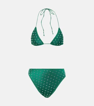 Oseree Gem Embellished Bikini In Green