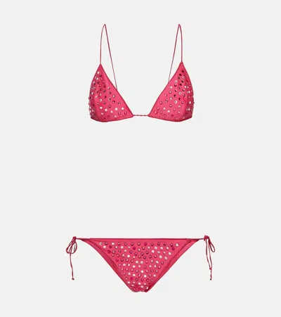 Oseree Gem Embellished Bikini Set In Pink