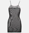 Oseree Gem Embellished Mesh Slip Dress In Black Multicolor