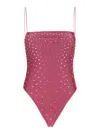 OSEREE GEM MAILLOT PINK ONE-PIECE SWIMSUIT WITH RHINESTONE IN STRETCH POLYAMIDE WOMAN