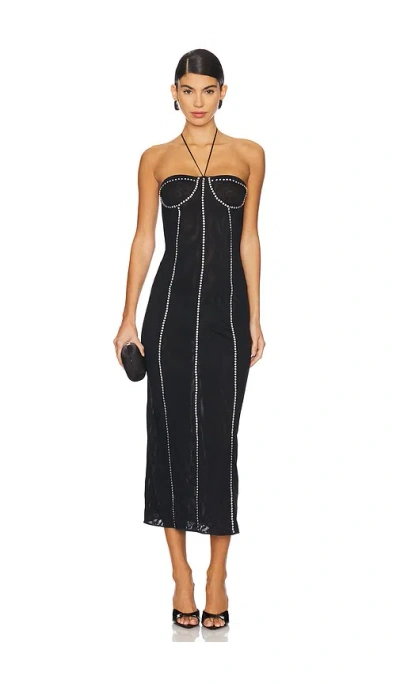 Oseree Crystal-embellised Gem Midi Dress In Black