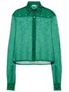 Oseree Gem Crystal-embellished Cotton And Silk Shirt In Green