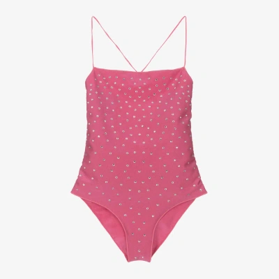 Oseree Kids' Crystal Embellished Swimsuit In Pink