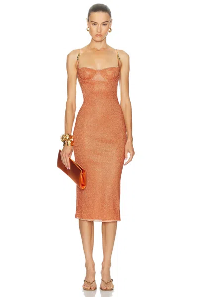 Oseree Glazed Lumiere Dress In Orange