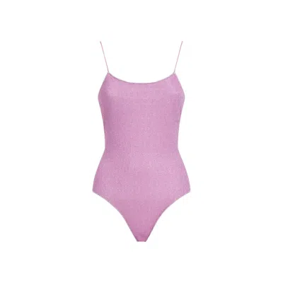 Oseree Glicine Lumière One-piece Lurex Swimsuit In Purple