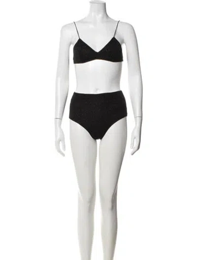 Pre-owned Oseree Glitter Accents Bikini In Black