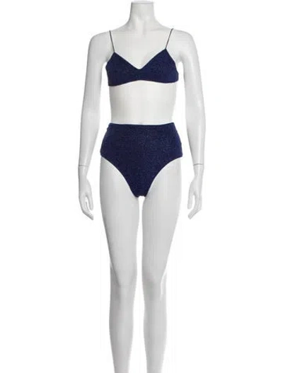 Pre-owned Oseree Glitter Accents Bikini In Blue