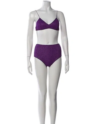Pre-owned Oseree Glitter Accents Bikini In Purple