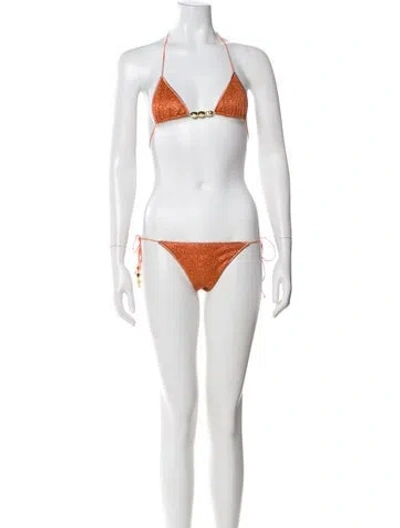 Pre-owned Oseree Glitter Accents Bikini W/ Tags In Orange