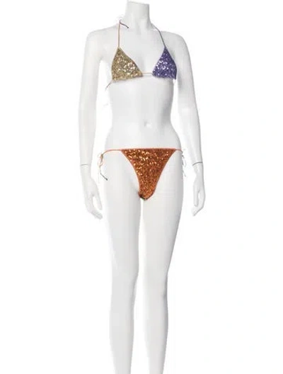Pre-owned Oseree Glitter Accents Bikini W/ Tags In Orange