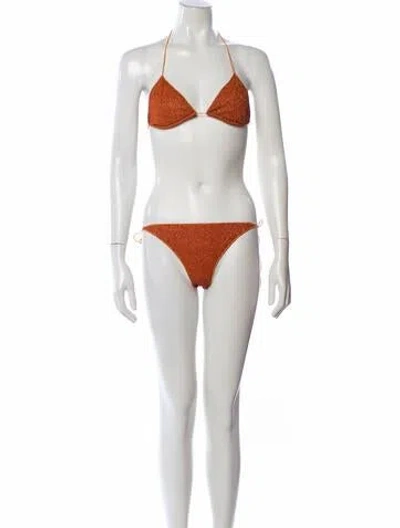 Pre-owned Oseree Glitter Accents Bikini In White