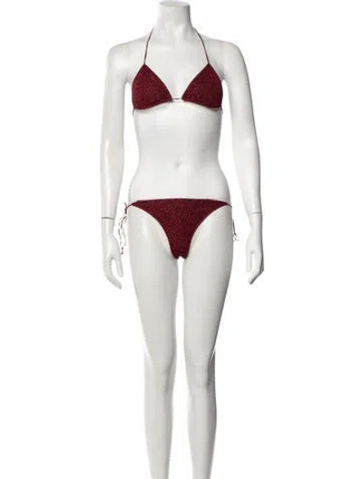 Pre-owned Oseree Glitter Accents Bikini In White