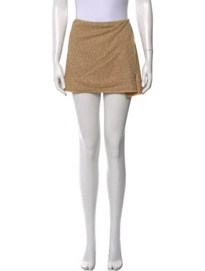 Pre-owned Oseree Glitter Accents Mini Skirt In Gold
