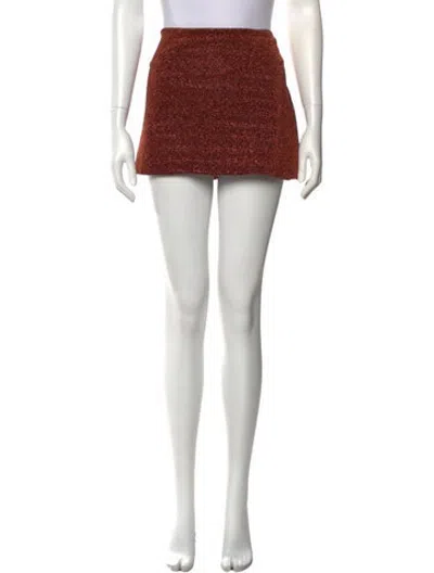 Pre-owned Oseree Glitter Accents Mini Skirt In Metallic/orange