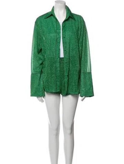Pre-owned Oseree Glitter Accents Pantsuit W/ Tags In Green