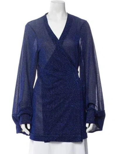 Pre-owned Oseree Glitter Accents Robe In Blue/metallic