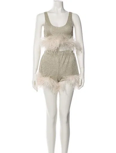 Pre-owned Oseree Glitter Accents Short Set W/ Tags In Neutral