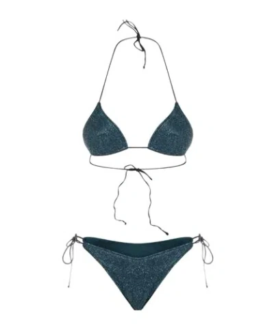 Oseree Oséree Glitter Detailed Triangle Bikini Set In Blue