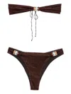 Oseree Glitter Embellished Beachwear In Brown