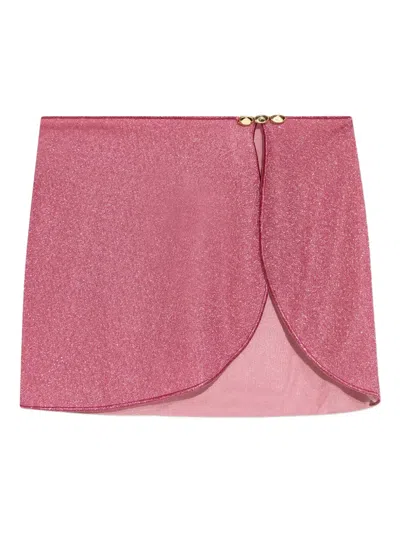 Oseree Glitter-embellished Wrap Skirt In Pink