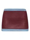 Oseree Glitter Paneled Mini Skirt In Burgundy