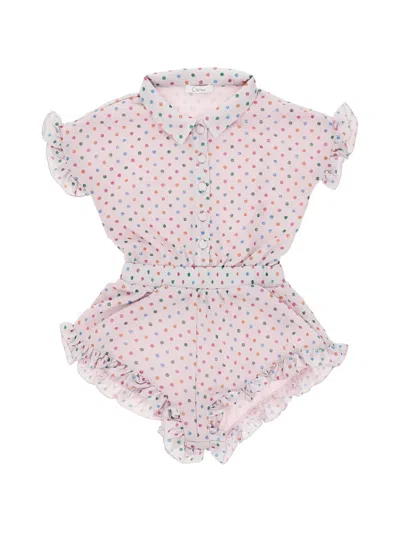 Oseree Kids' Glitter Polka-dot Playsuit In Pink