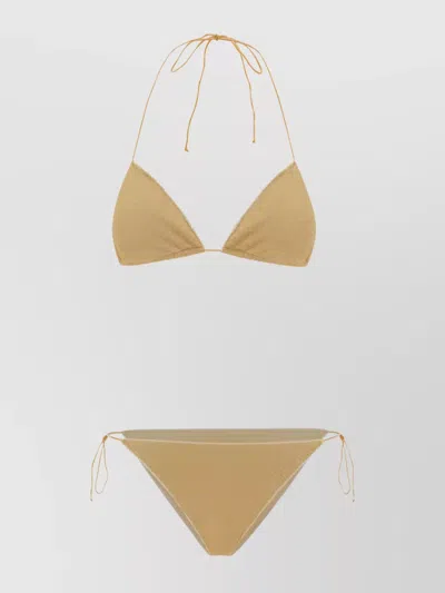 Oseree Glitter Triangle Cup Bikini Swimsuit In Brown