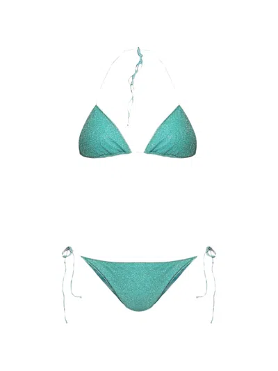 Oseree Glitter-effect Bikini In Green