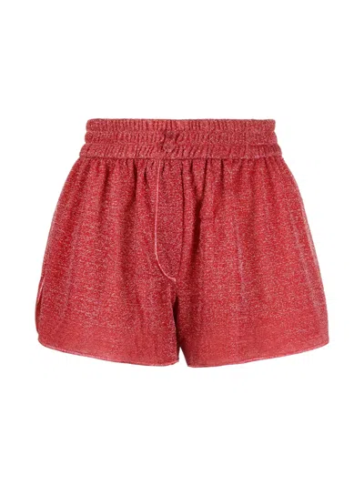 Oseree Glitter-effect Elasticated-waist Shorts In Red