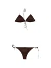 Oseree Glitter-effect Triangle Bikini In Brown