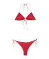 Oseree Glitter-effect Triangle Bikini In Red