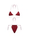 Oseree Glitter-effect Triangle Bikini In Red