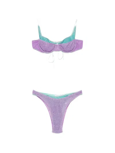 Oseree Glitter-effect Underwired Bikini In Purple