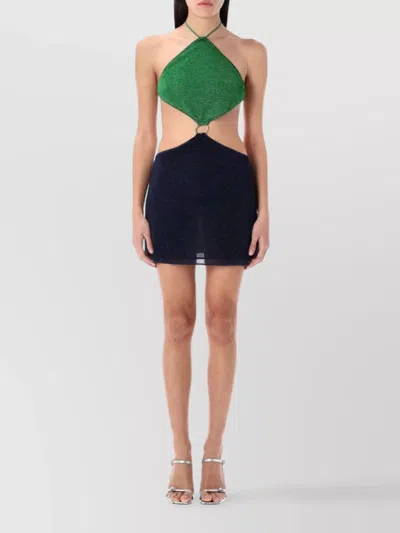 OSEREE GLITTERING HALTER-NECK CUT-OUT DRESS