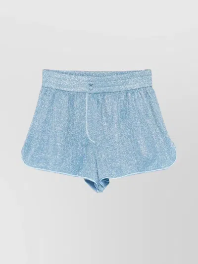 Oseree Glittering High Waist Elastic Hem Shorts In Blue