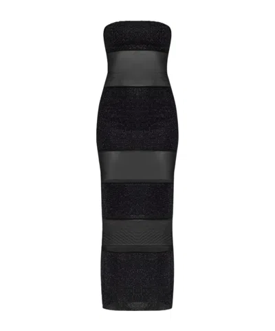 Oseree Gold And Silver Thread Embellished Dress In White