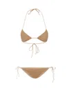 Oseree Oséree Metallic Gold Bikini With Halterneck Design And Glitter Finish In Gold