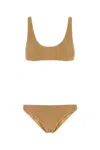 Oseree Gold Nylon Blend Lumiere Bikini In Gold