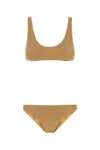 Oseree Gold Nylon Blend Lumiere Bikini In Brown