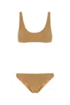 Oseree Gold Nylon Blend Lumiere Bikini In Brown