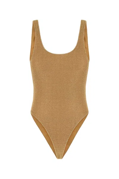 Oseree Oséree Gold Nylon Blend Lumiere Swimsuit In Brown