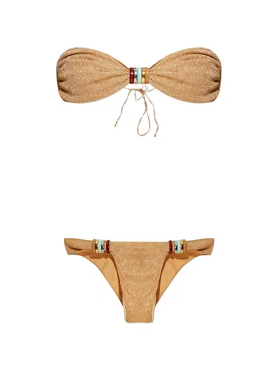 Oseree Gold-tone Bikini In Brown