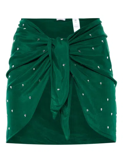 Oseree Embellished Cotton And Silk-blend Pareo In Green