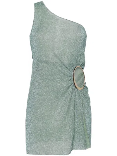 Oseree Lumière One Shoulder Dress - Women's - Polyamide/metallic Fibre In Green