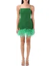 OSEREE GREEN PAILLETTES PLUMAGE DRESS